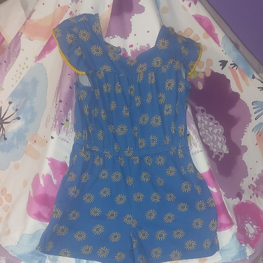 Blue Sun Patterned Kids Romper